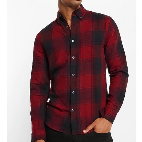 Express buffalo plaid soft wash button down - Picture 1 of 5